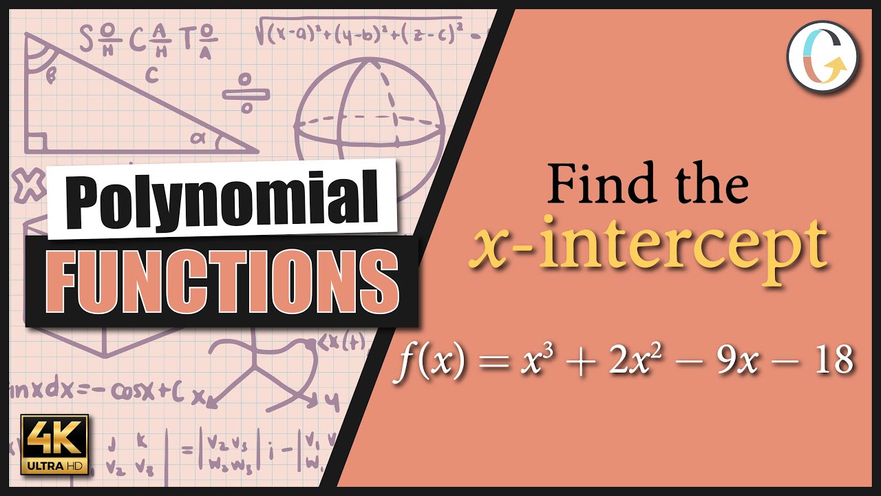 How to easily identify the x intercepts of a polynomial function | f(x) = x^3 + 2x^2 − 9x − 18