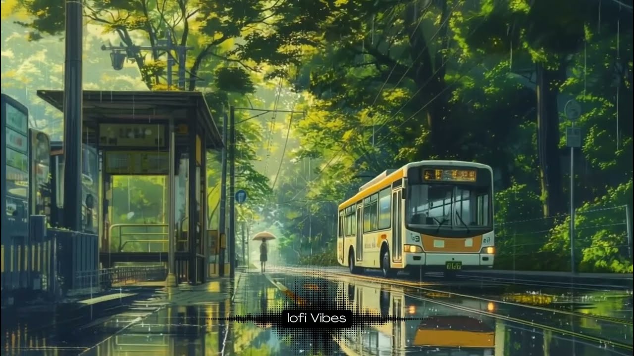 Rainy Bus Stop in the Green 🌿 | Peaceful Lo-Fi Beats for Relaxing & Deep Focus