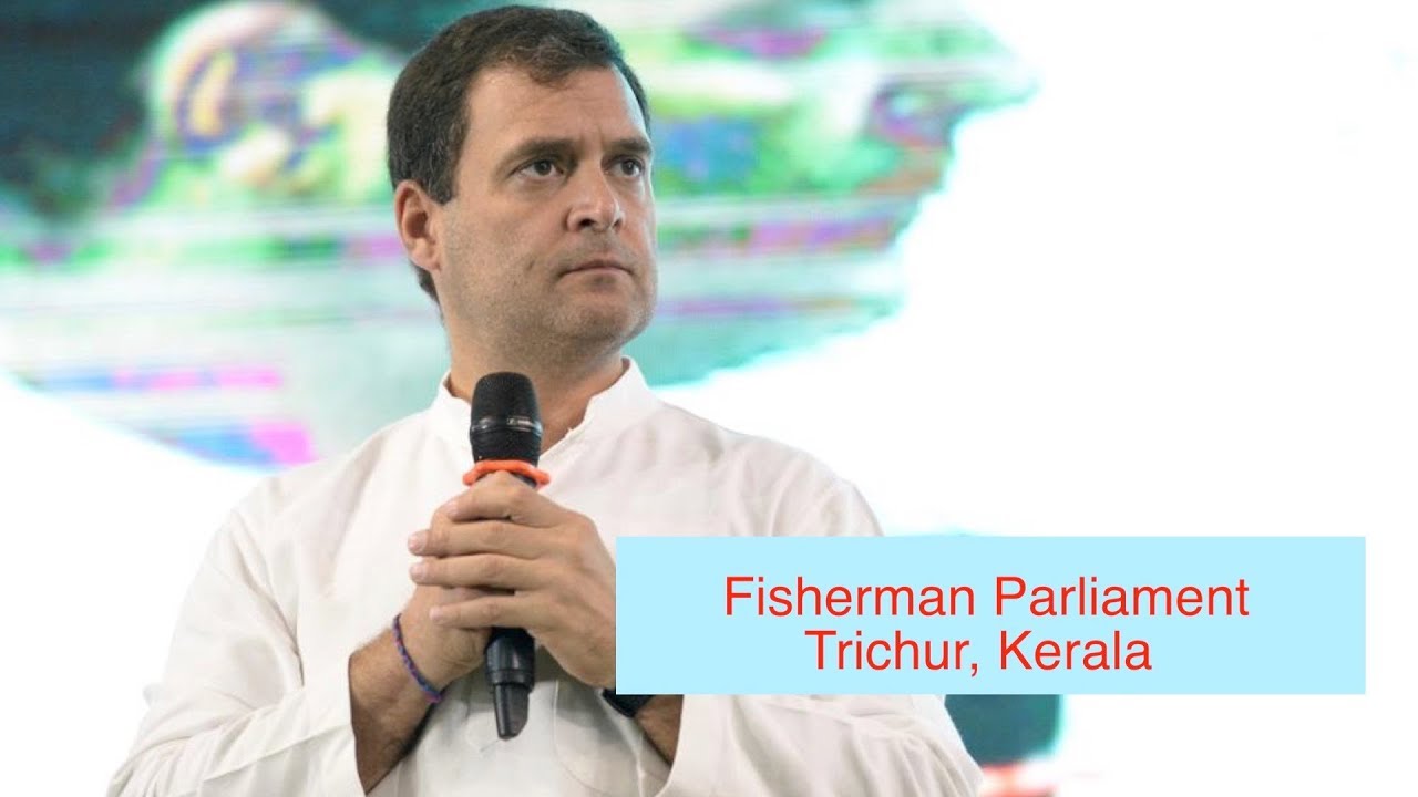 Congress President Rahul Gandhi addresses National Fishermen Parliament in Trichur, Kerala
