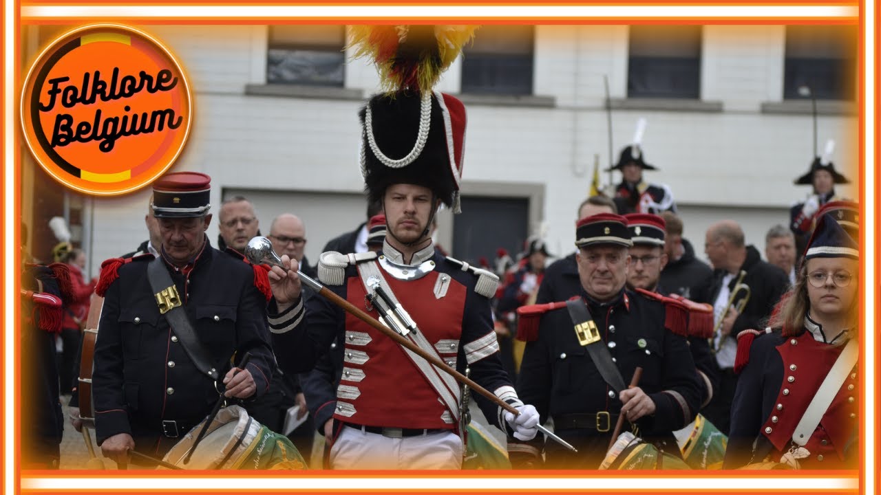🥁 Marche Ste Aldegonde de Feluy 2024 🥁éps.1 arriver messe toutes compagnies🥁 folklore belgium 🥁
