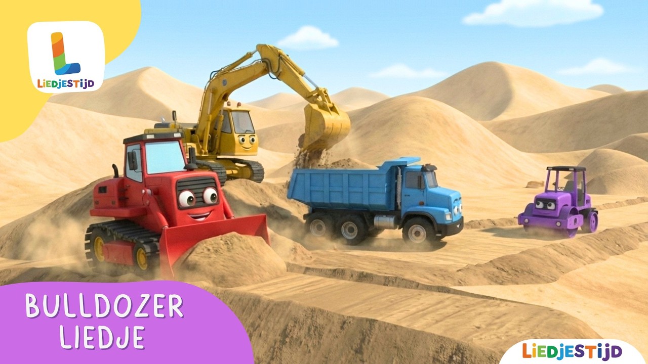 Vrolijke bouwvoertuigen animatie | bulldozer liedje 🚜 | voor peuters & kleuters | Kinderliedje
