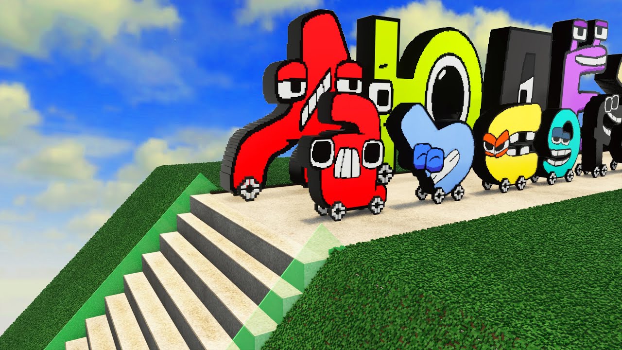 English & Russian Alphabet Lore Car vs Stairs Jumps Down - Teardown