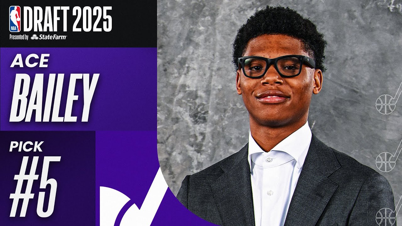 Ace Bailey goes #5 overall by the Utah Jazz in the 2025 NBA Draft!