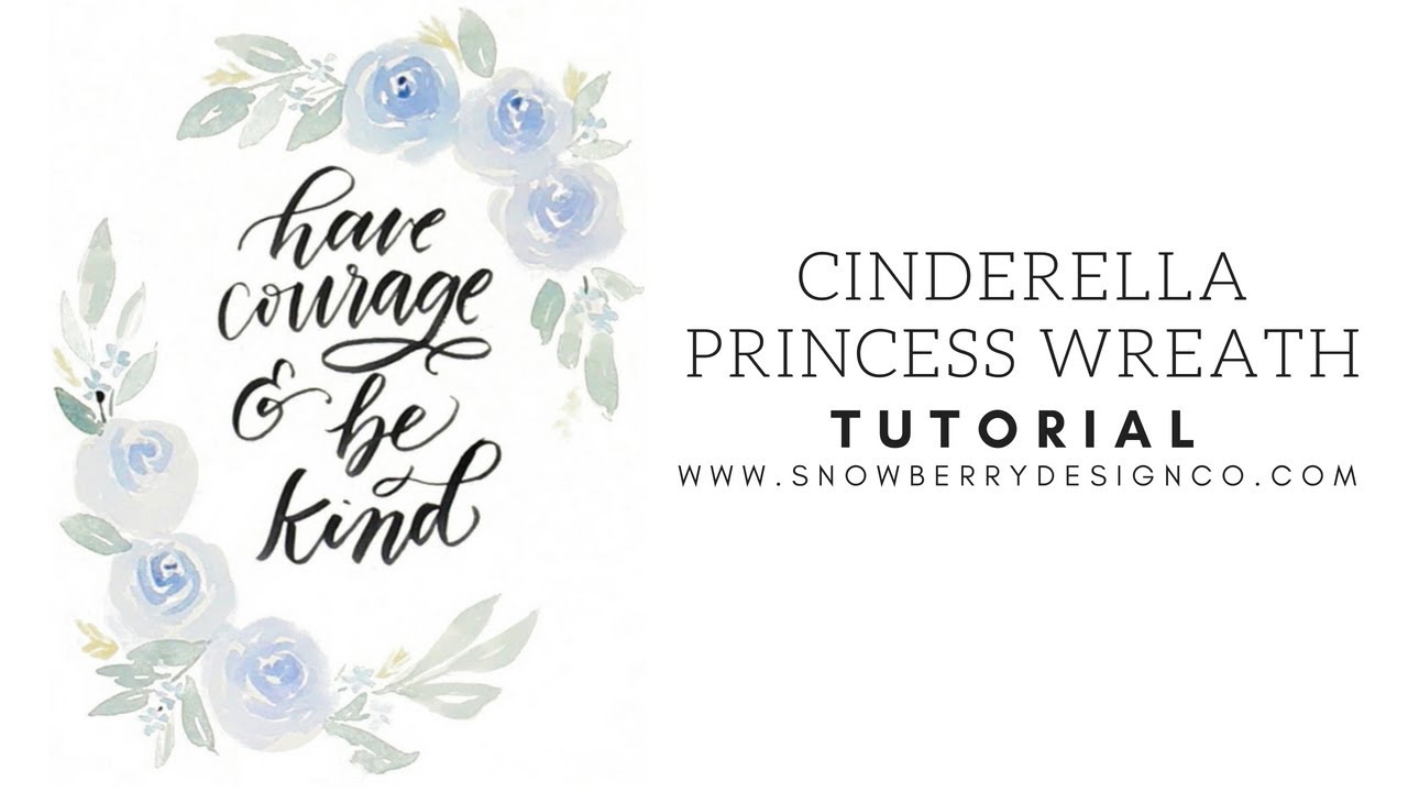 Cinderella Blue Rose Wreath + Calligraphy | BEGINNER WATERCOLOR TUTORIAL