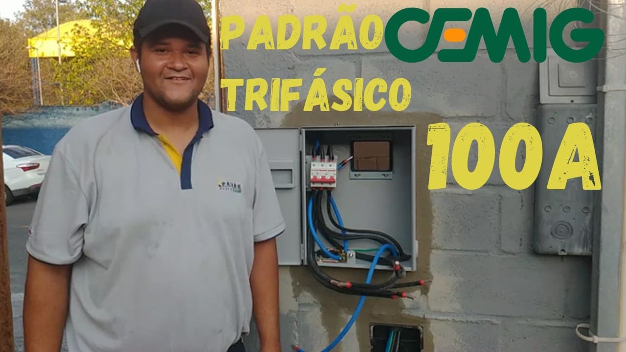 PADRÃO CEMIG TRIFÁSICO DE 100A 4,5MTS - SEM TUBO POSTE CAIXA CM14- VISOR PRA RUA E CHAVE PRA DENTRO