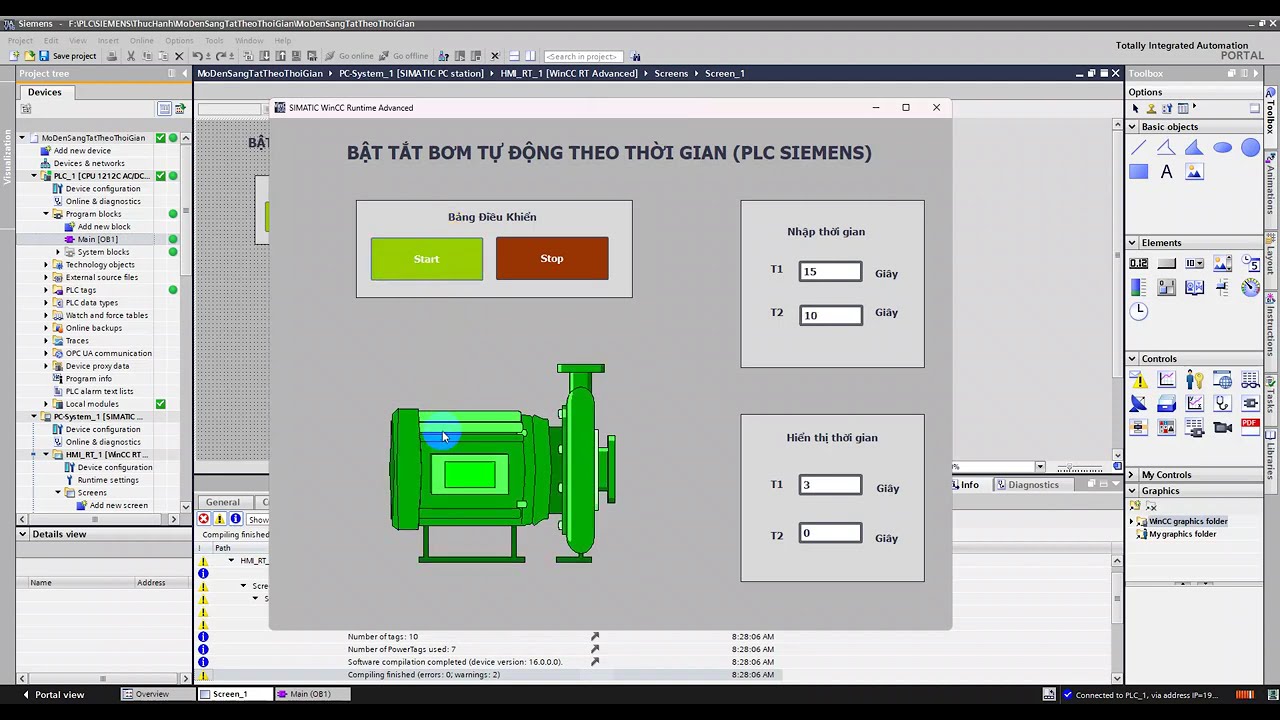 BẬT TẮT BƠM TỰ ĐỘNG THEO THỜI GIAN (PLC SIEMENS)