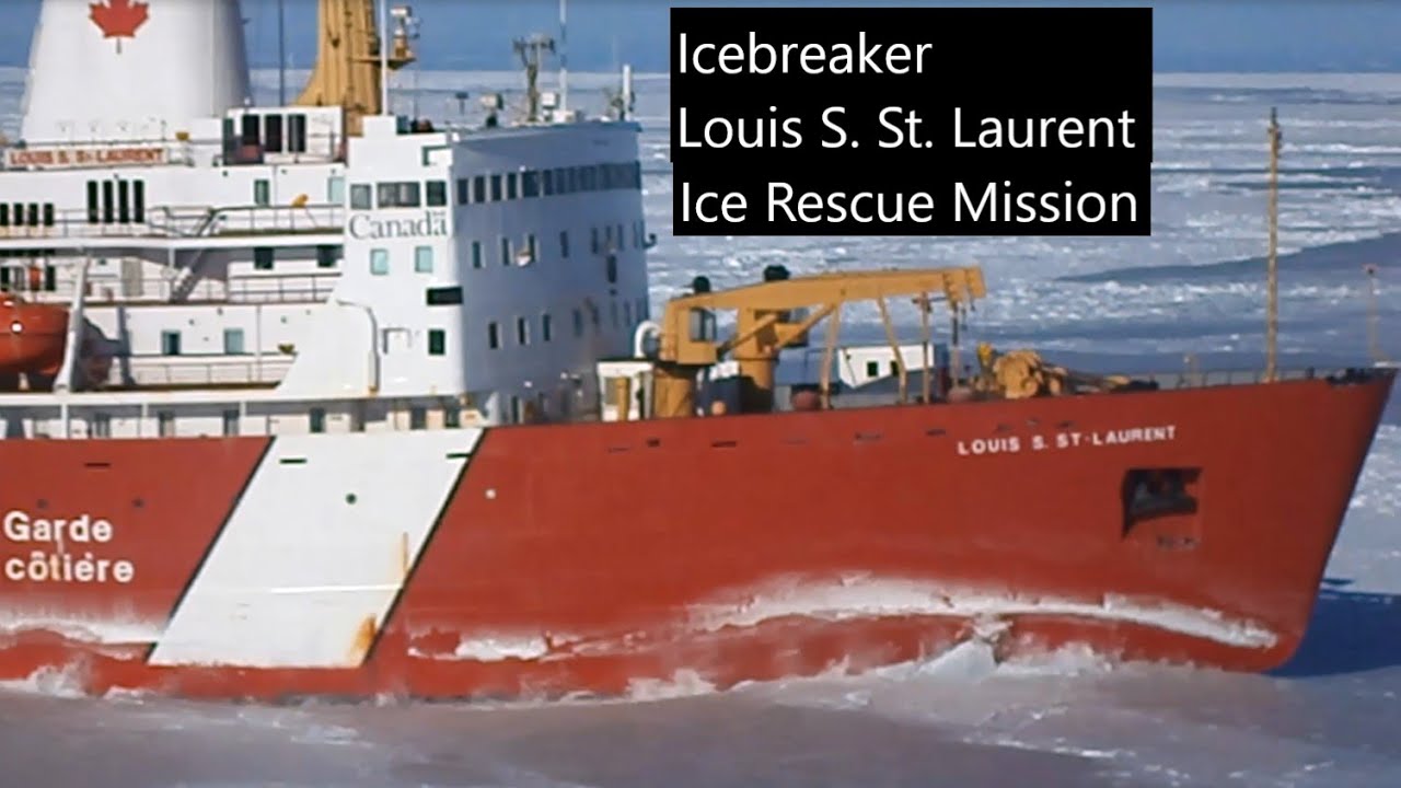 Icebreaker 'Louis S. St. Laurent' is coming for rescue. Ship trapped in ice. Canadian waters