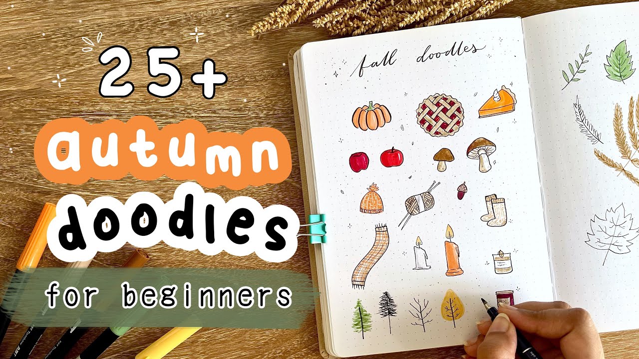 25+ cute fall doodle ideas / step by step autumn doodles for beginner