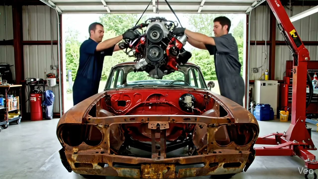 “Abandoned Rusted American Car Restored to a Stunning Red Beauty