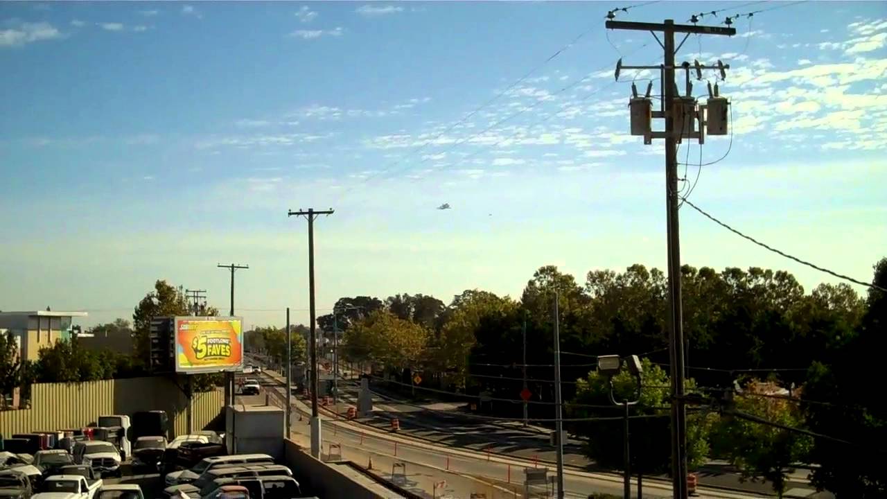 SPACE SHUTTLE ENDEAVOUR FLYS DOWN SUBWAY TRUCK BLVD SACRAMENT