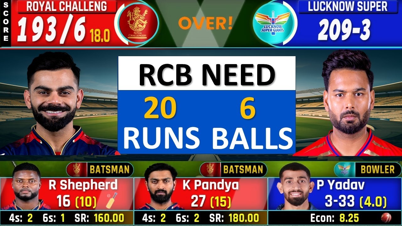 🔴Bangalore vs Delhi, Match, IPL 26 | RCB vs DC | Cricket Match | RCB Need 6 Balls 20 Runs to Win