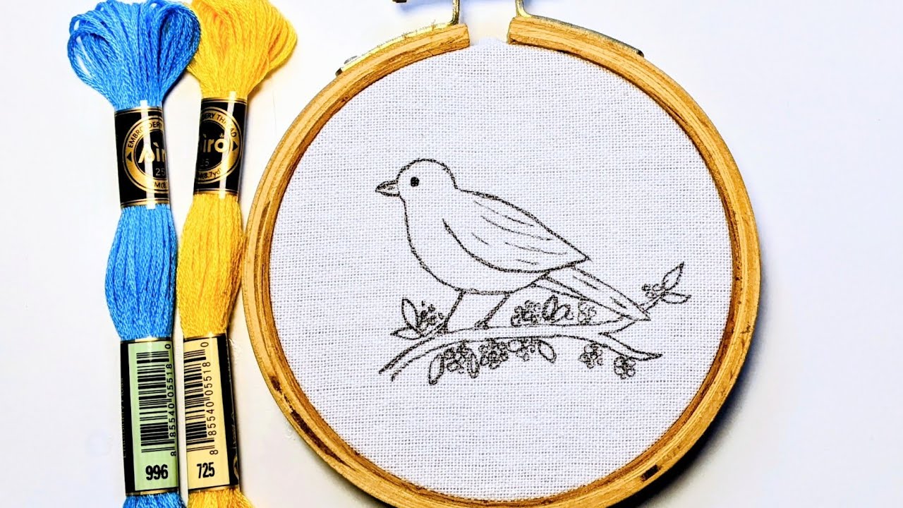 VERY EASY LITTLE BIRD HAND EMBROIDERY DESIGN FOR BEGINNERS 
