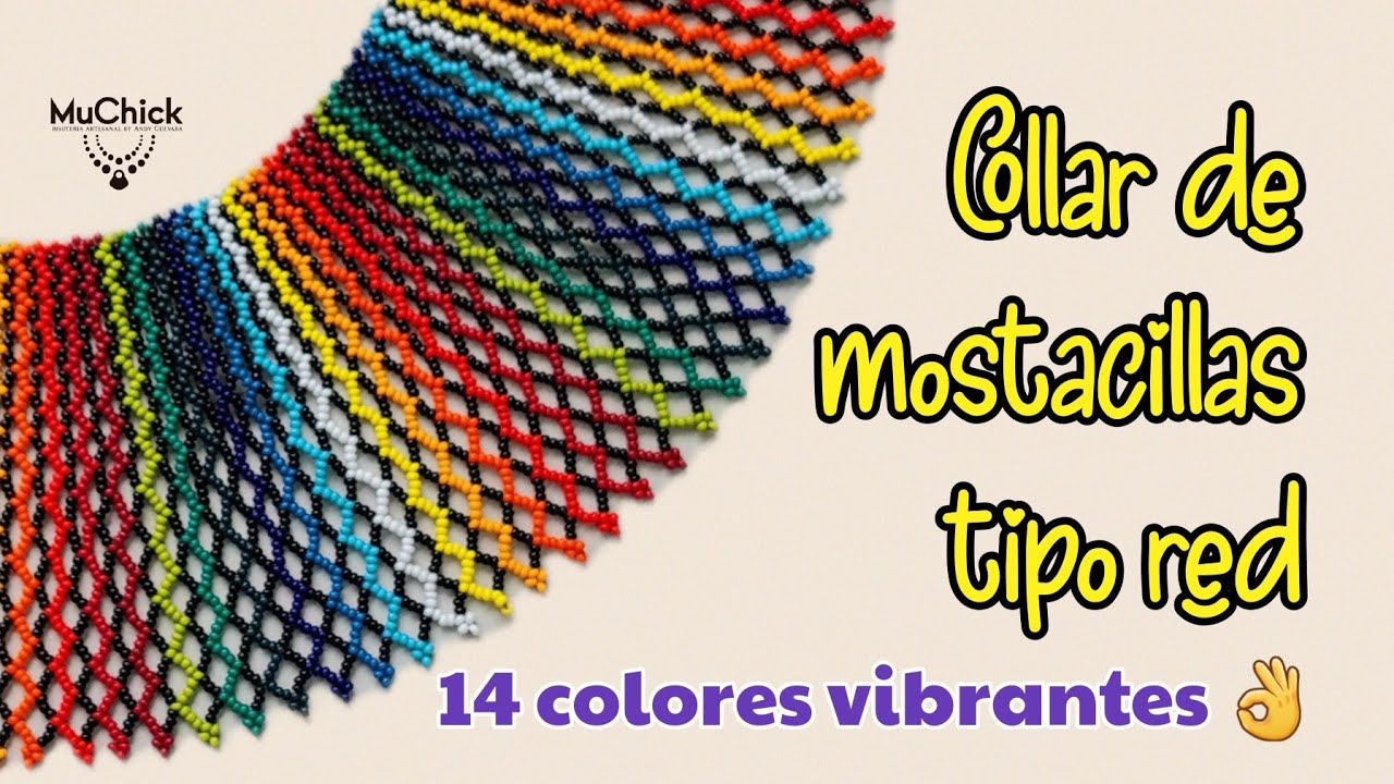 TUTORIAL de #collar tejido 😍 con la TECNICA de red con #mostacillas #manualidades #bisuteria #beads