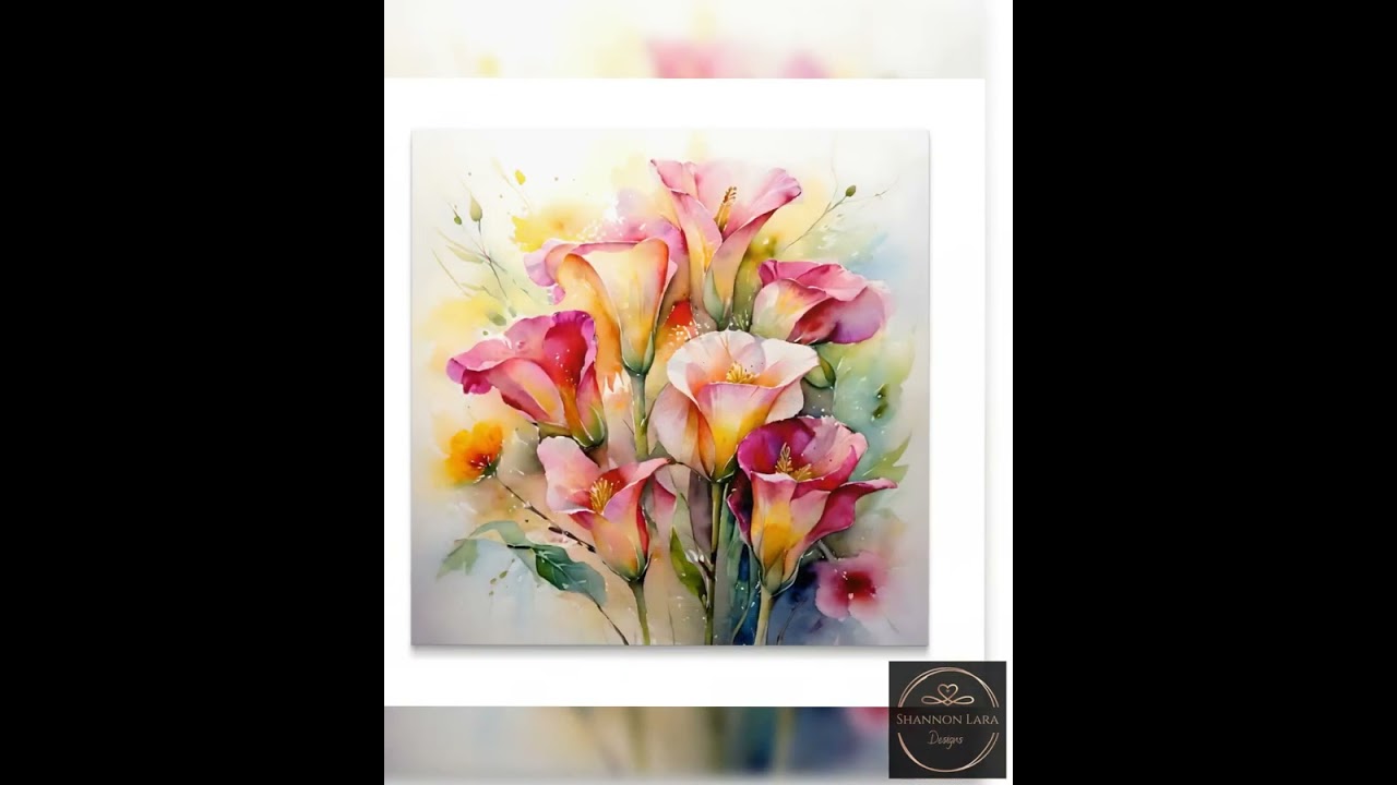 Colorful Watercolor Floral Art, Bright Lilies and Poppies, Botanical Wall Decor, Home Decoration,...