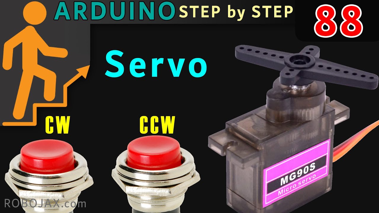 Lesson 88: Controlling a servo motor using two push button switches
