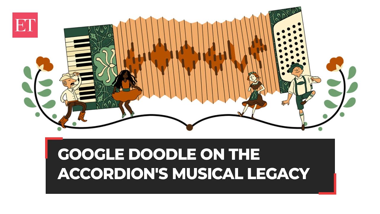 Google doodle celebrates the accordion, a free-reed instrument with bellows