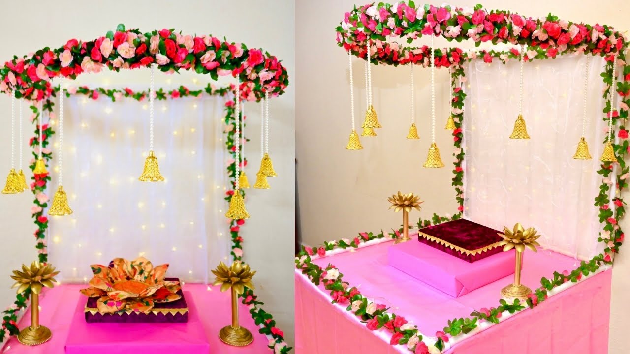 Ganpati Decoration ideas at Home | How to make stand for Ganpati Decoration | Festival Decor | pooja