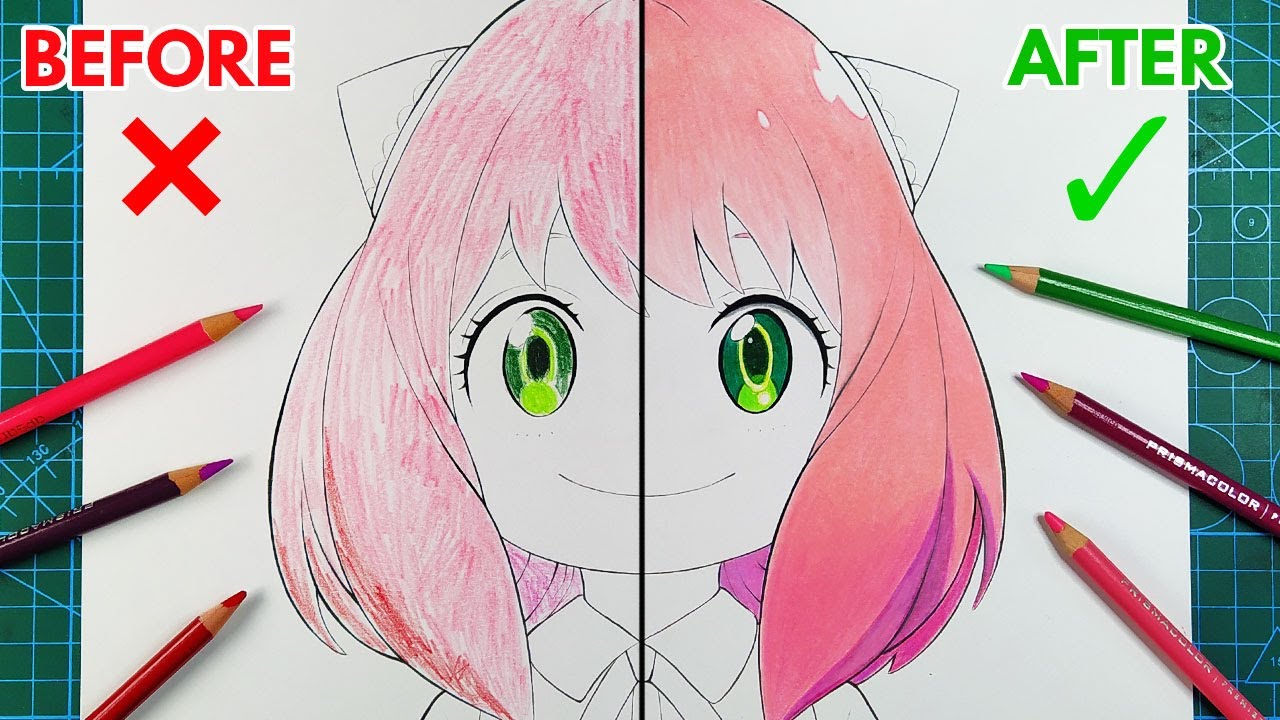 HOW TO COLOR ANIME HAIR USING COLORED PENCILS