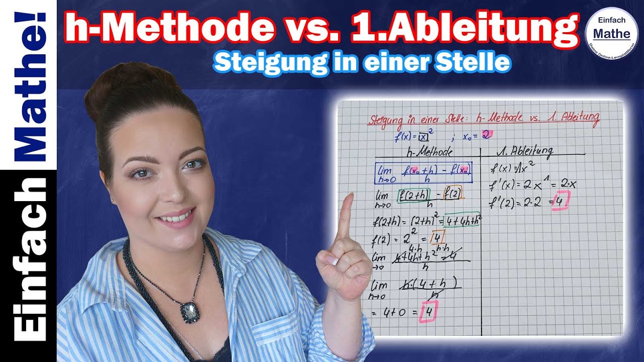 h-Methode vs 1. Ableitung | Steigung in einer Stelle by einfach mathe!