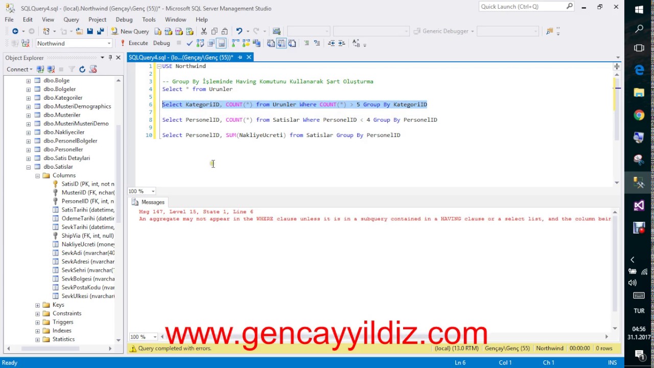 18-) T-SQL Having Komutu