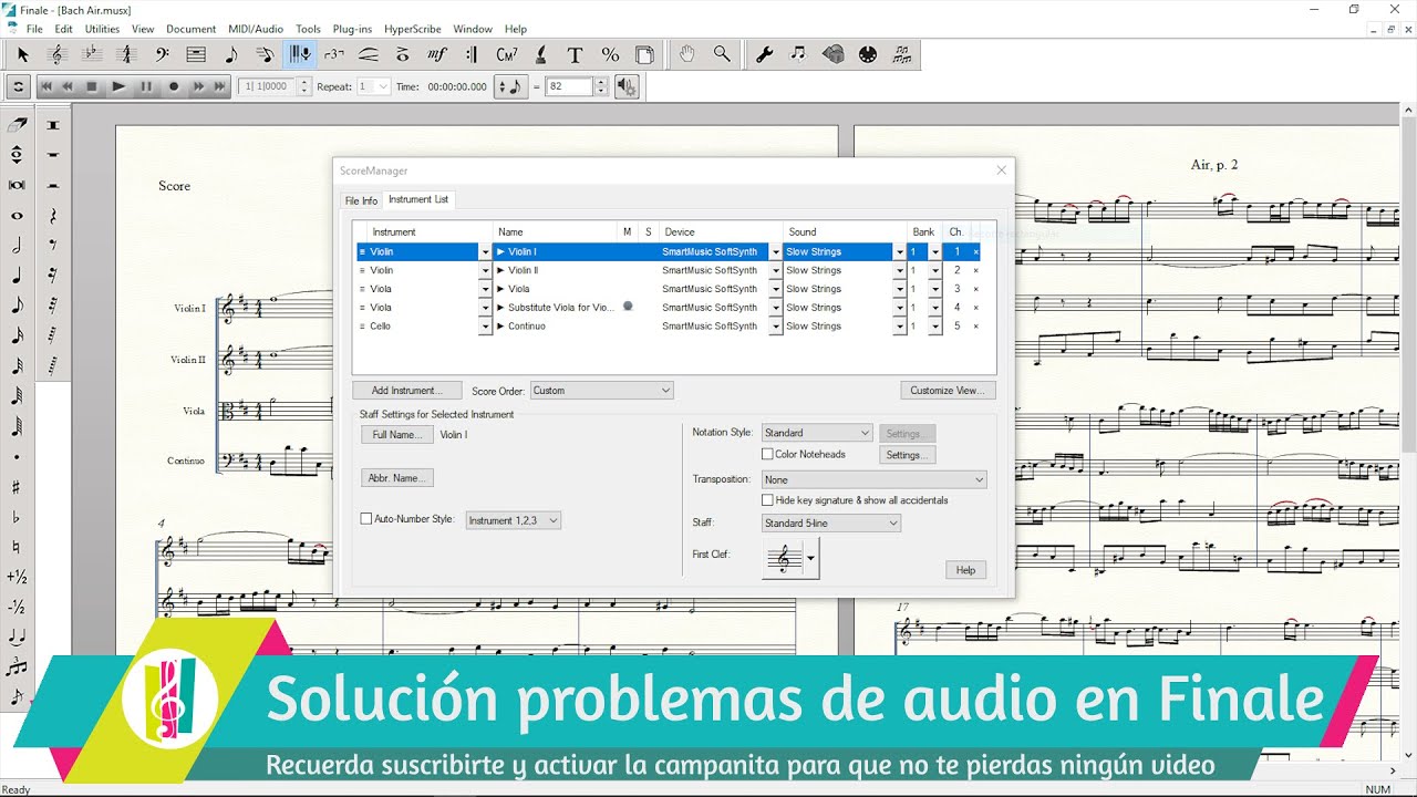 Solucionar problemas de audio en Finale