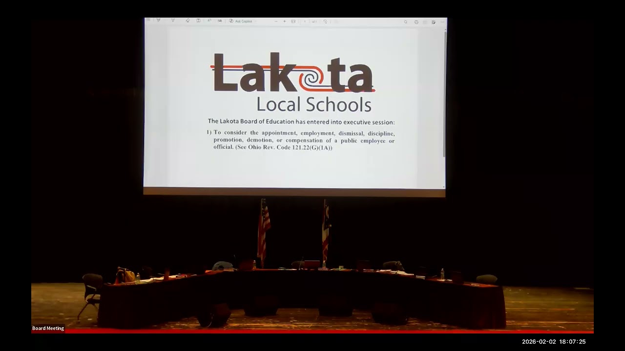 Lakota Board of Education Regular Meeting: Feb. 2, 2026