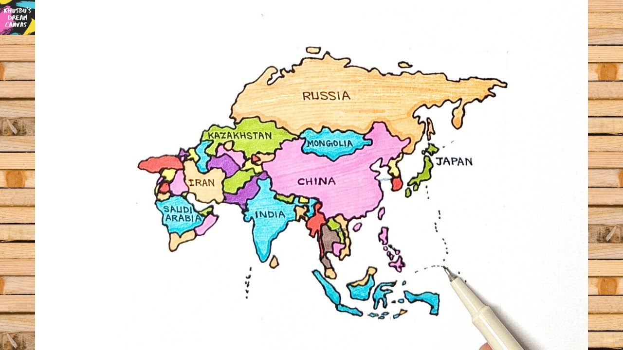 Asia Map Drawing with Countries: Step-by-Step & Easy