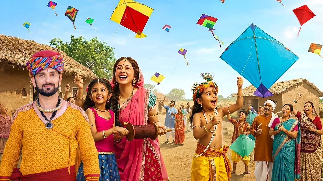मकर संक्रांति पर बाल कान्हा मैया और बाबा के साथ मिलकर उड़ाई पतंग | यशोमती मैय्या के नंदलाला 