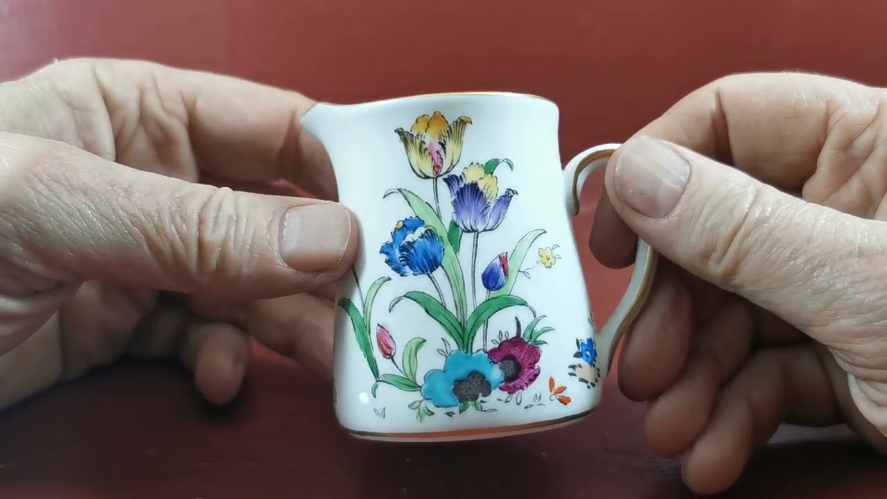 Кувшин для молока с ручной росписью «Тюльпаны» в тосканском стиле, артикул 308, 1936-1947 гг., R ...