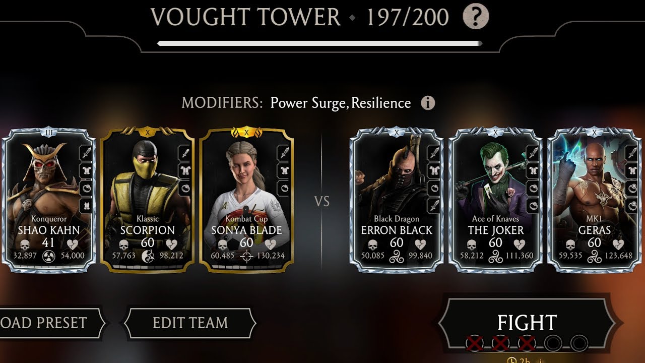 Vought Tower Matches 197, 198 & 199 | Walkthrough on Weak Account | MK Mobile 6.3