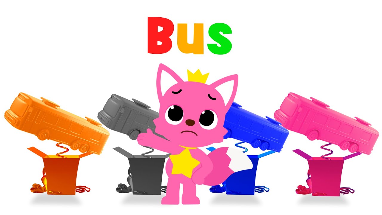 🎨 Learn colors with Vehicle : Bus 🚌 | Surprise Box | Hogi & Pinkfong Colors for kids