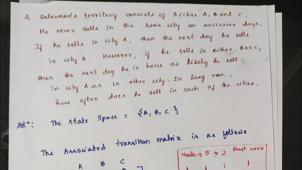 BCS301 Module 2 | Salesman Markov Chain | Long-Run Probabilities | Model Question Paper-I