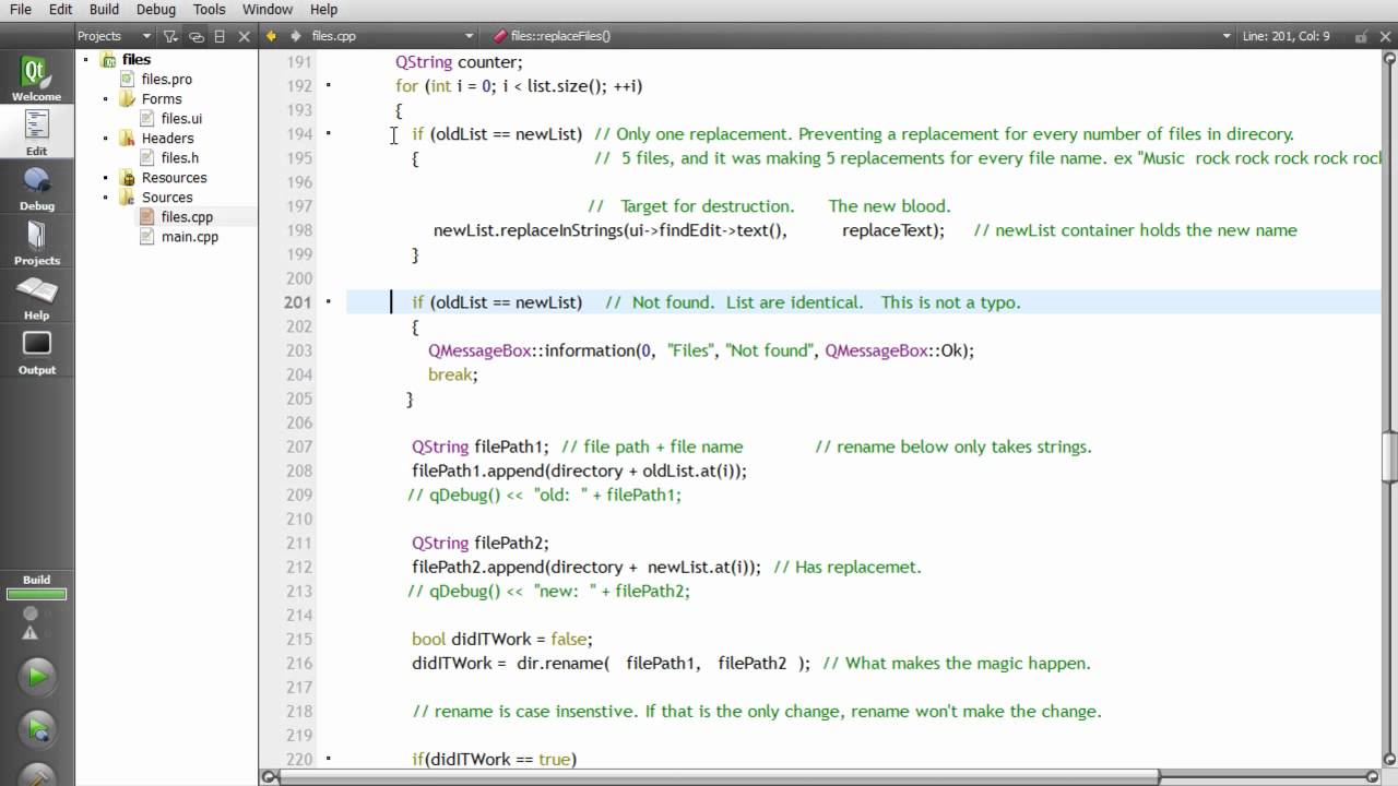 QT Creator -- how to use QDir::rename