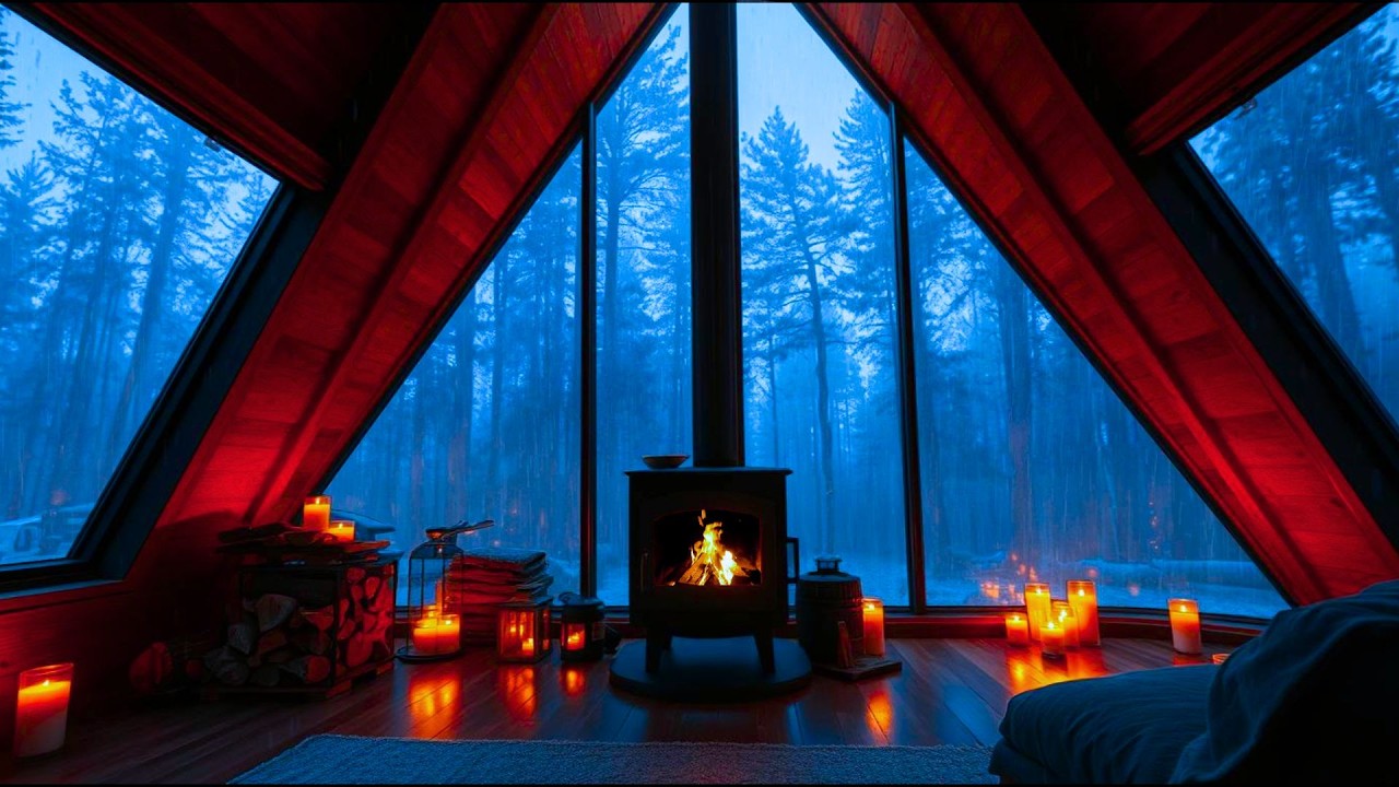 Deep Sleep Tonight 🔥 Rainy Forest View & Fireplace