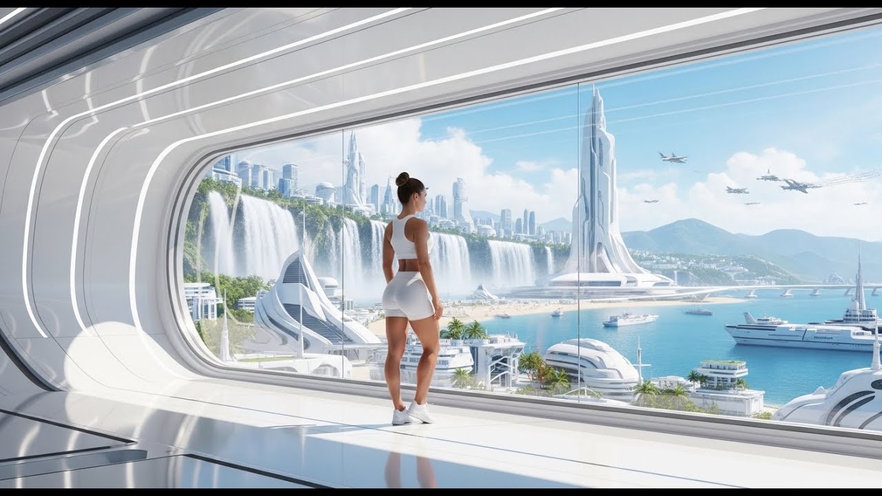 Neo Arcadia Future City 2300 in 4K  Smart Utopia, AI Transport, Luxury Domes & Neon Roads