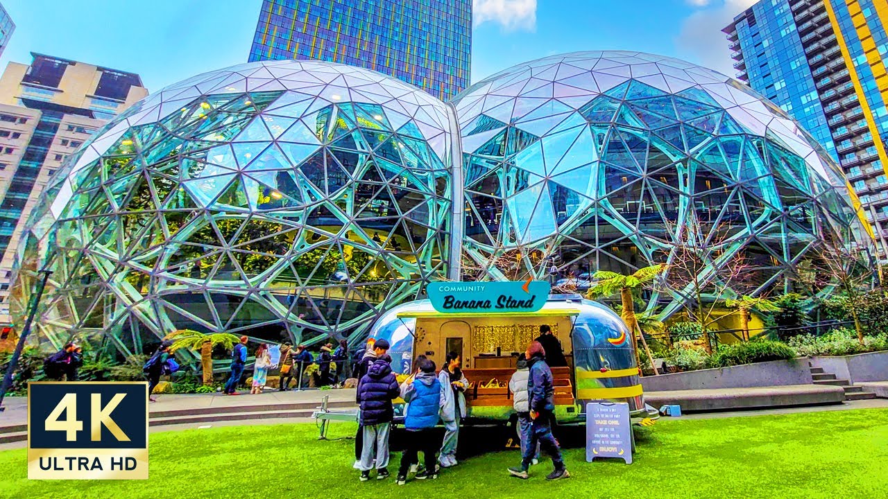 Amazon Spheres Seattle Washington 🇺🇸 4K Walking Tour 2023