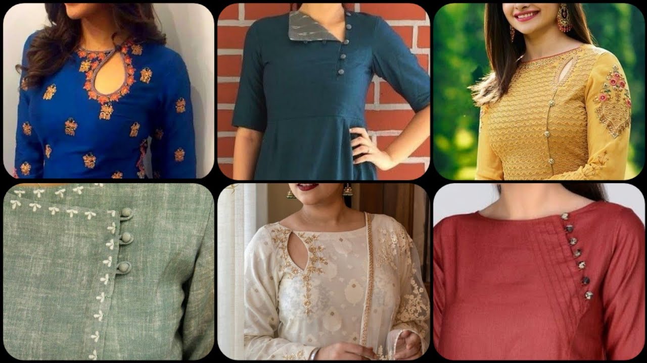 Stylish Neckline Side Design With Button | Trendy Side Neck Designs For Kurtis And Suits