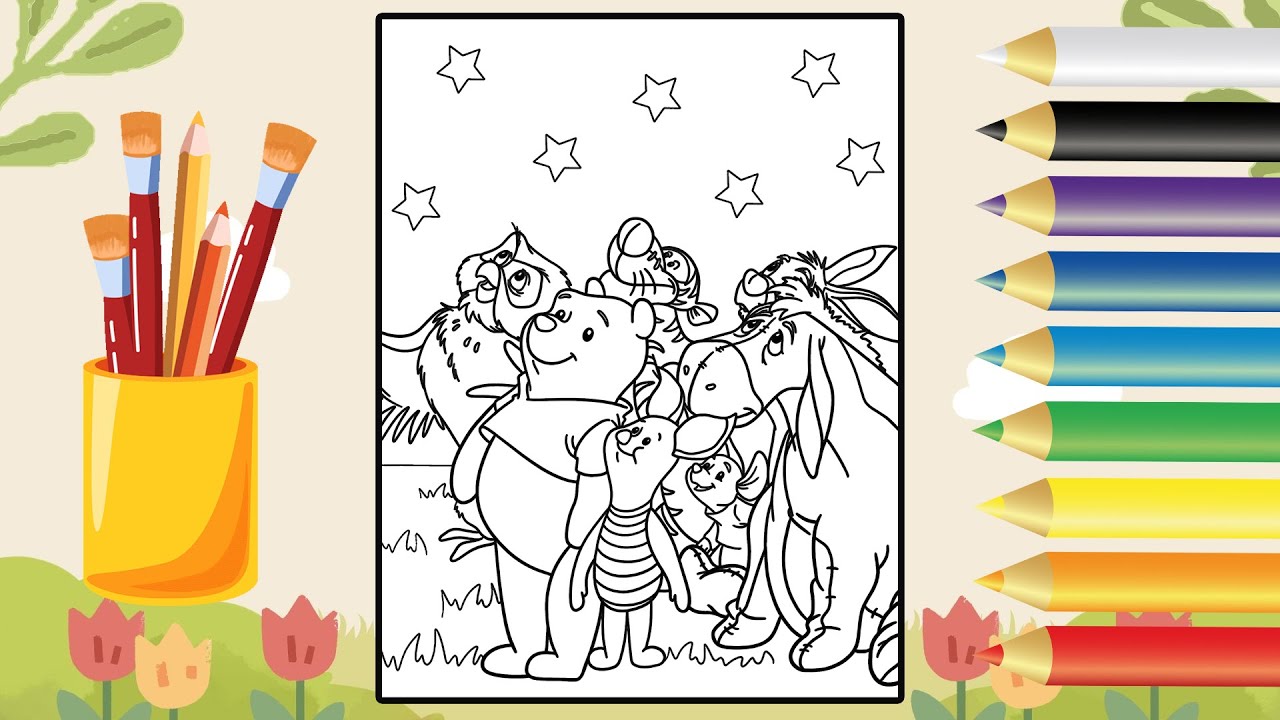 Winnie The Pooh Coloring Pages | Pooh, Tigger, Rabbit, Piglet, Roo, Eeyore, Owl Coloring Pages