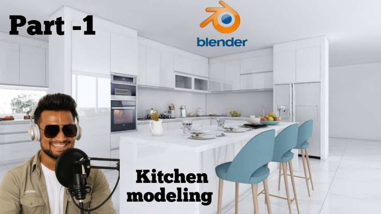 Full Kitchen Modeling in Blender -Easy for Beginners 🔥#3dhindi #3d #blender