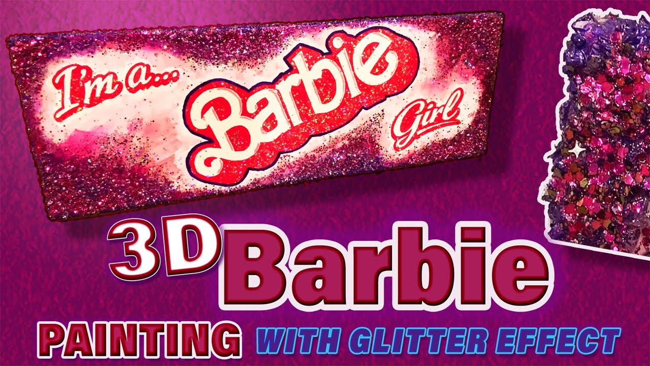 3D Barbie Glitter Glam Acrylic Canvas Art