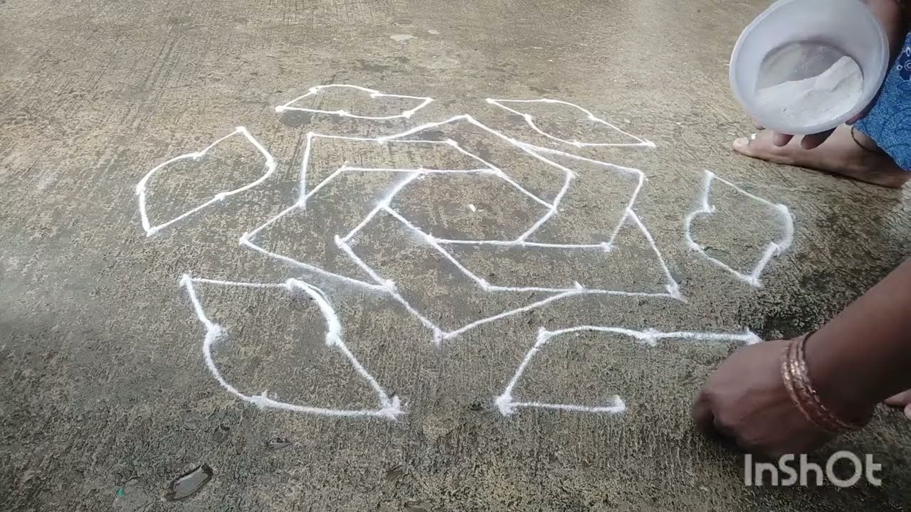 ಮನೆ ಮುಂದೆ ಸಿಂಪಲ್ ಆಗಿ ಹಾಕಿ ರಂಗೋಲಿ 9×5🌺🌺🌺🌺🌺simple rangoli
