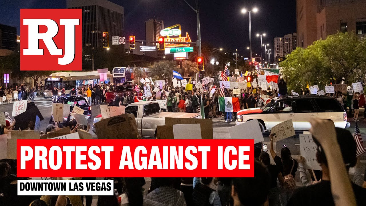 Police deploy tear gas, shoot projectiles at ICE protesters in downtown Las Vegas
