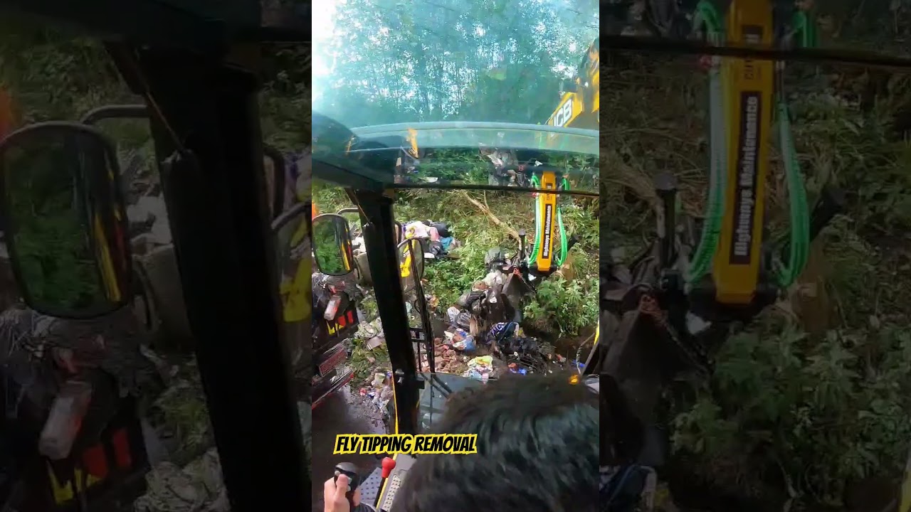 Illegal fly tipping removal #waste #illegal #construction #digger #jcb #jcbpotholepro #highways