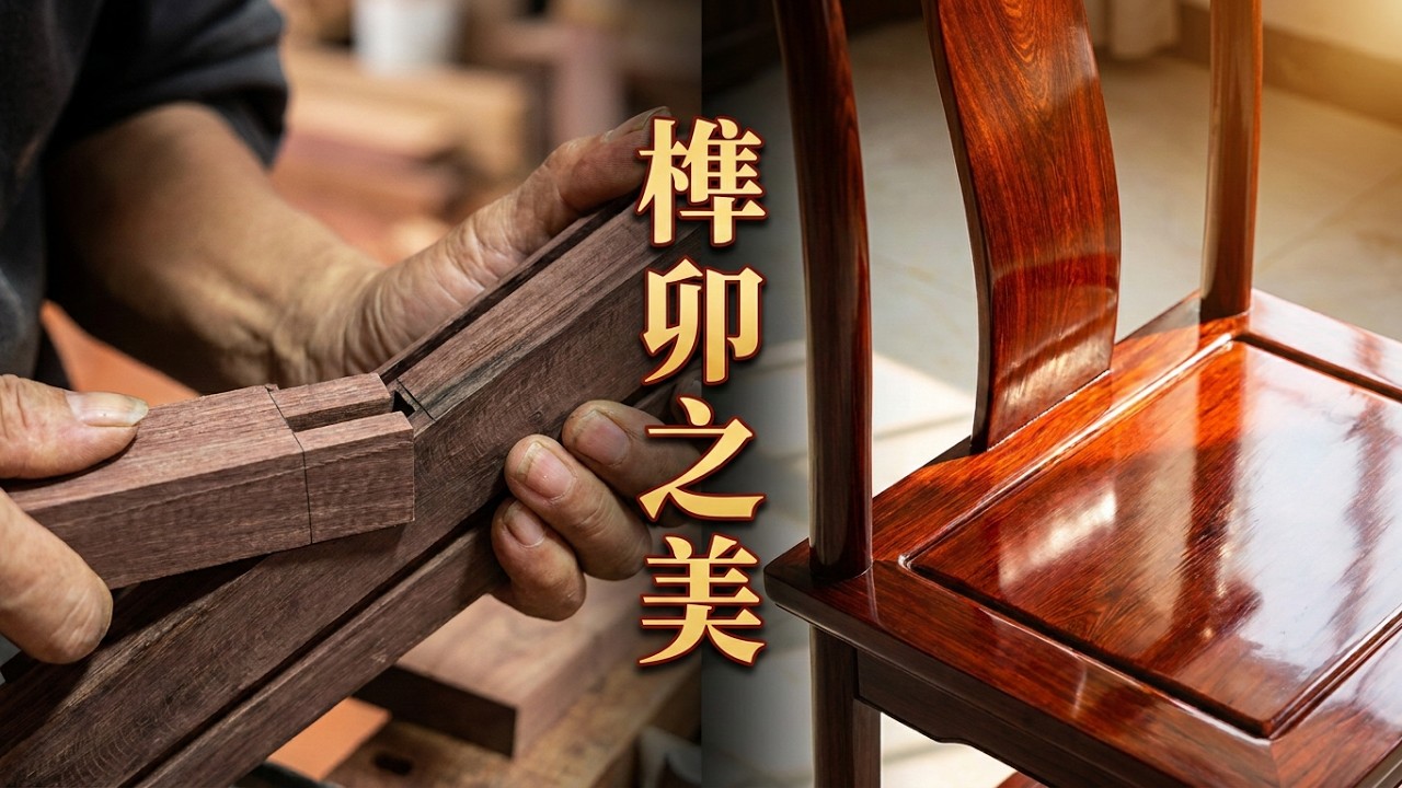 用巴里黄檀紫料榫卯结构制作南官帽椅，烫蜡之后别具韵味 #明式家具#榫卯结构#匠心制作#巴里黄檀#南官帽椅