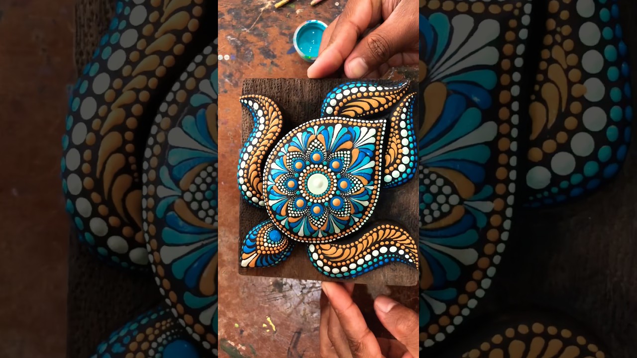 Tortoise Mandala dot painting ideas #acrylic #woodmandala #dotpainting