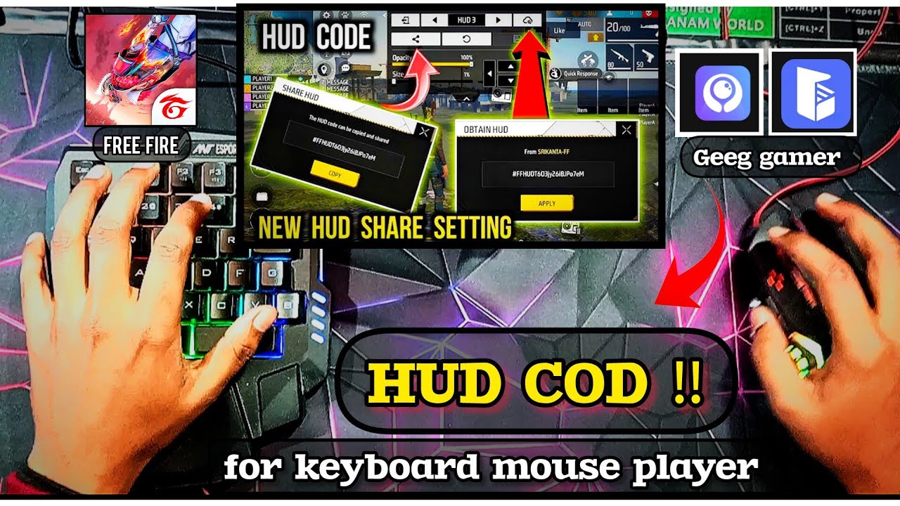 My HUD Code Free Fire 🔥 Keyboard Mouse Pro Settings|✅Best HUD Code Free Fire 😱 Keyboard Mouse setup✅