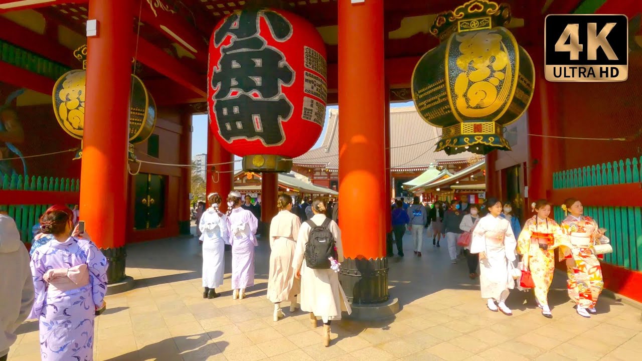 🇯🇵 ASAKUSA - Let's visit SENSOJI and KAMINARI Gate - A very popular Buddhist temple ⎡ 4K ⎦