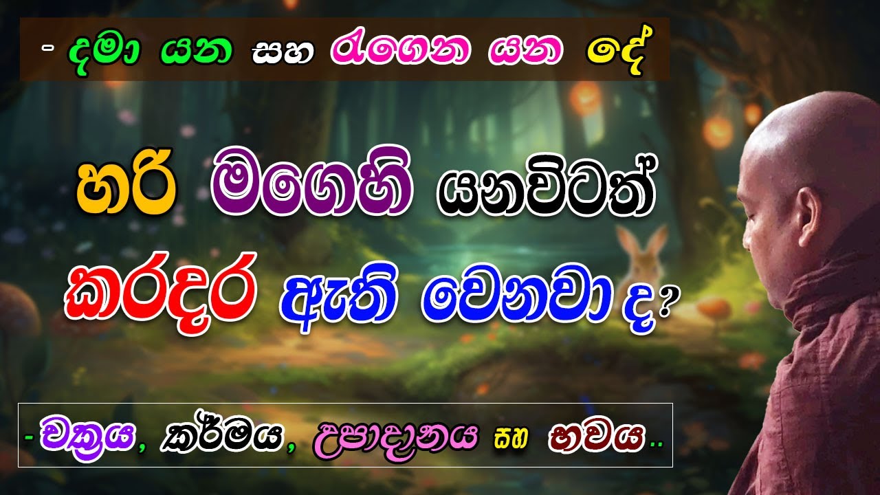 හරි මගෙහි යනවිටත් කරදරත් ඇති වෙනවා ද? (දමා යන සහ රැගෙන යන දේ) -චක්‍රය, කර්මය, උපාදානය සහ භවය