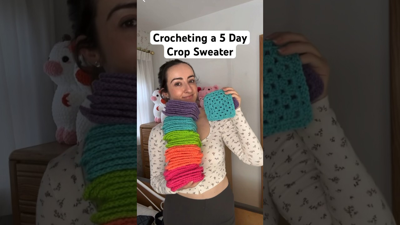 Crochet Crop Sweater! Full tutorial now live 🌈 #crochetlove #crochetcardigan #crochetsweater