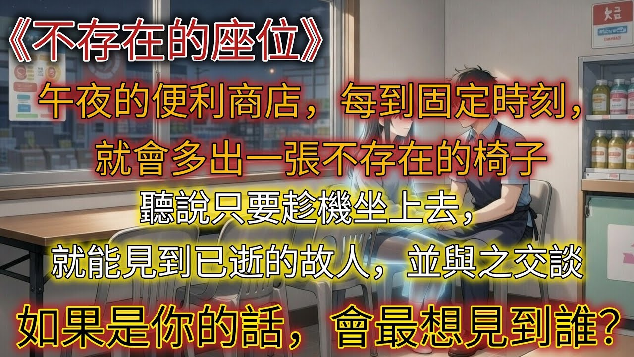 《不存在的座位｜午夜的便利商店，再見思念的故人》【溫馨怪談｜完整內容】